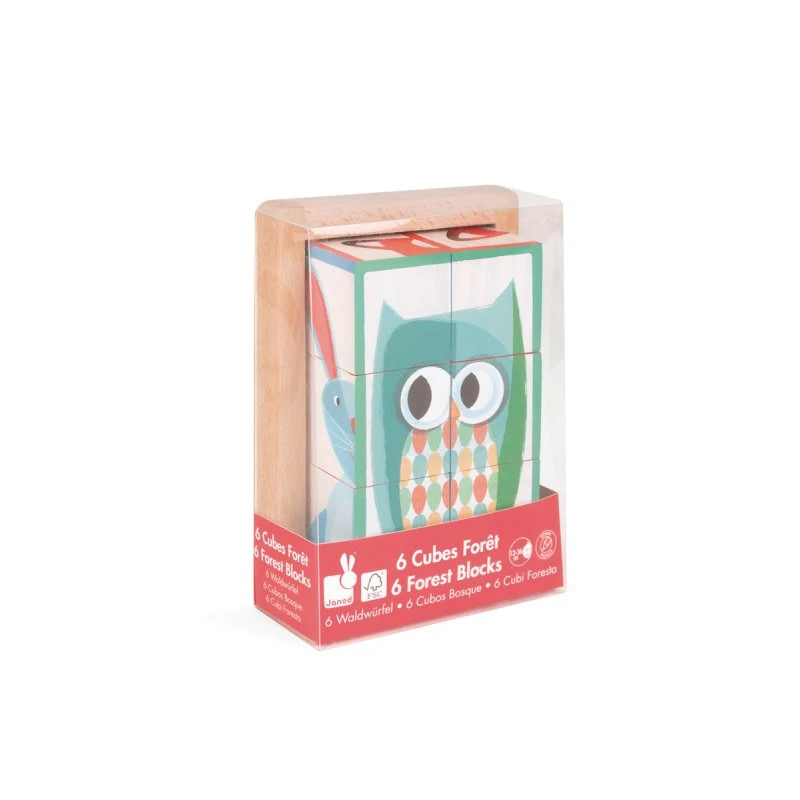 Janod 6 Cubes En Bois Forêt Zigolos 2 Janod 6 Cubes En Bois Forêt Zigolos – Image 2