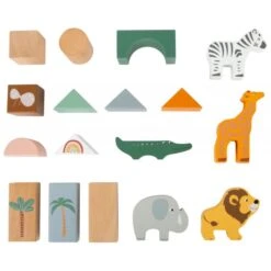 Small Foot Blocs De Construction En Bois "Safari" -Djeco Magasin blocs de construction en bois safari 2