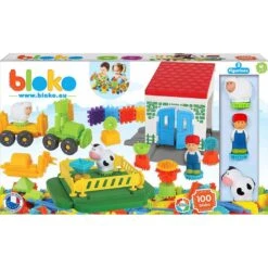 Coffret De 100 BIoko Avec 1 Ferme Et 3 Figurines 3D