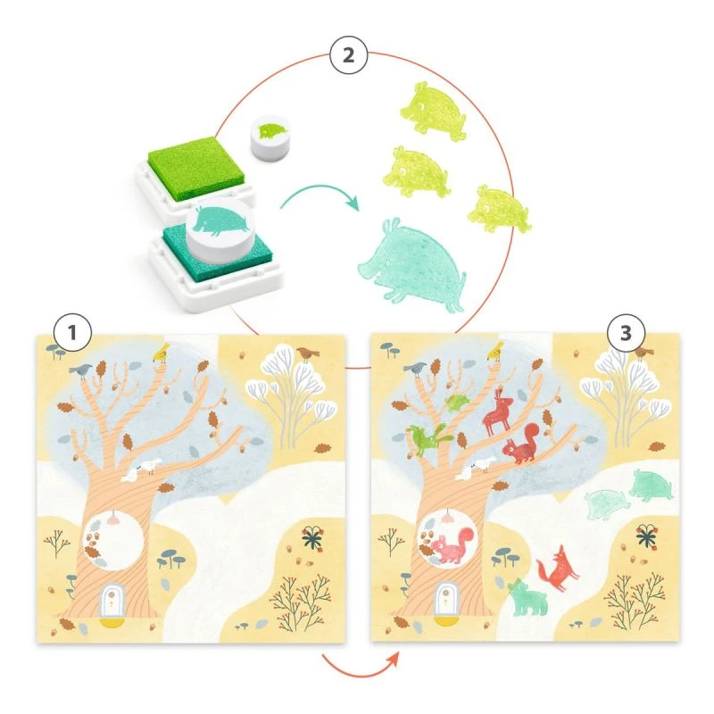 Djeco Coffret De Tampons - En Visite 2 Djeco Coffret De Tampons - En Visite – Image 2