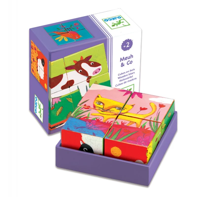 Meuh & Co Djeco - 6 Puzzles Cubes En Bois 1 Meuh & Co Djeco - 6 Puzzles Cubes En Bois