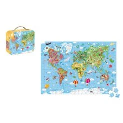 Puzzle Géant Carte Du Monde 300 Pièces - Janod -Djeco Magasin puzzle geant carte du monde 300 pieces janod 3